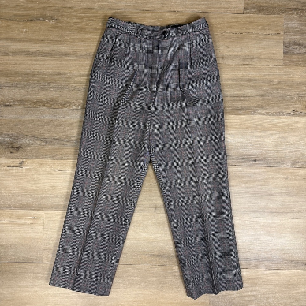 Vintage Giorgio Sant'Angelo Glen Check Wool Pants, Vintage Size 10